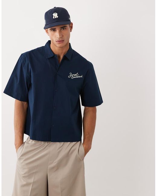 Camicia A Maniche Corte di Threadbare in Blue da Uomo