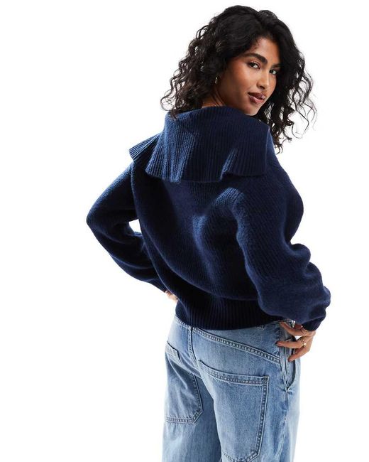 Native Youth Blue Collar Detail Oversized Jumper