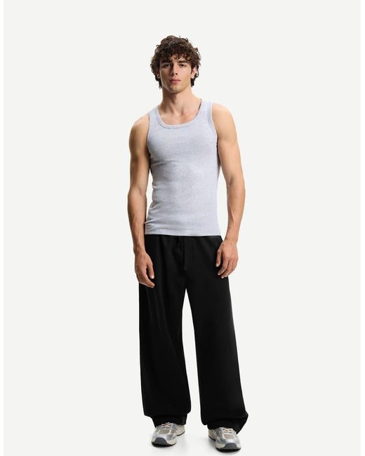Bershka White Balloon Leg Trousers for men