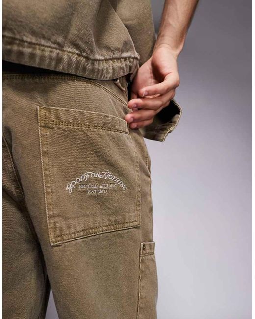 Good For Nothing Natural Co-ord Denim Cargo Shorts for men