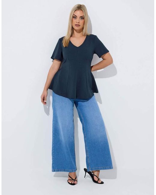 Yours Clothing Blue V-Neck Corset Top