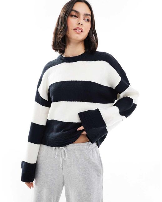 ASOS Blue Fluffy Wide Sleeve Knitted Jumper