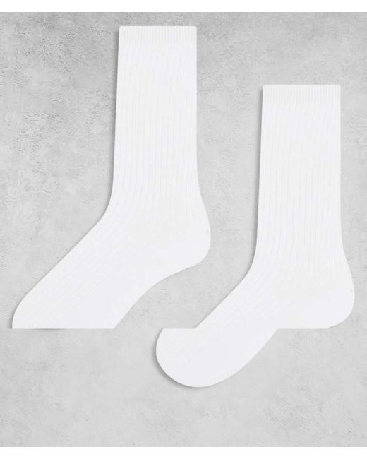 Only & Sons White 2 Pack Ribbed Socks for men