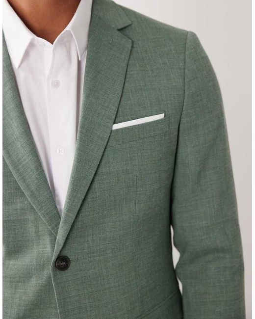 SELECTED Green Linen Mix Slim Fit Blazer for men
