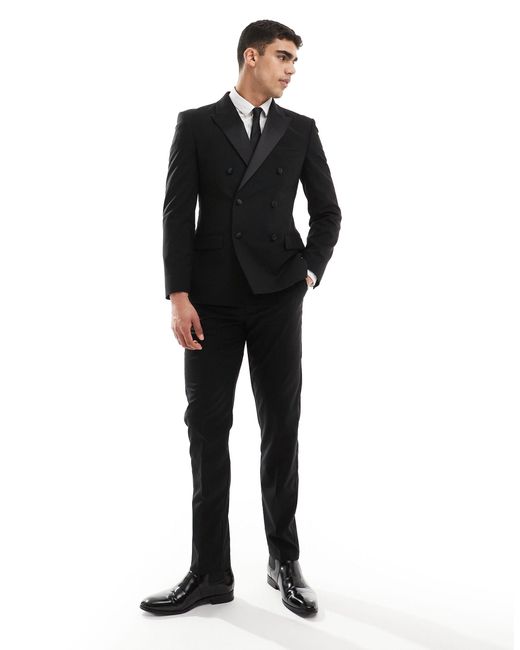 ASOS Black Double Breasted Skinny Suit Jacket for men