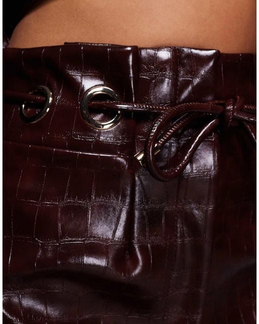 ASOS Blue Croc Pencil Midi Skirt