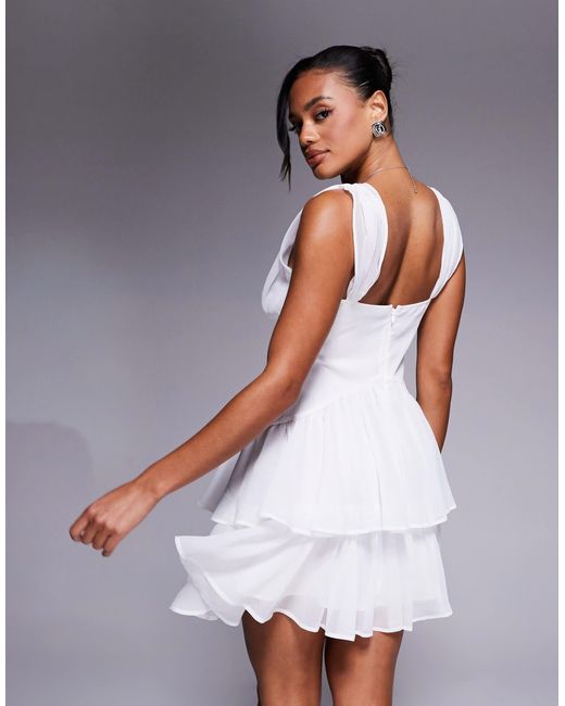 ASOS Gray Tie Detail Mini Dress With Pintucks And Rara Skirt