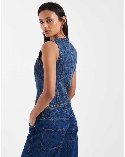 Levi's Blue Square Neck Sculpt Denim Top