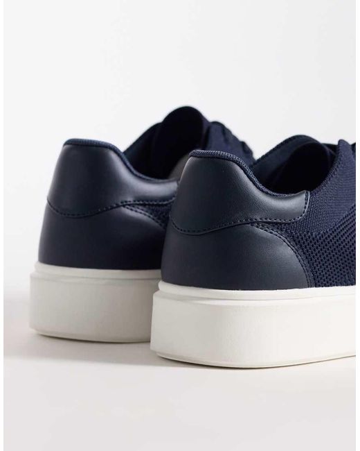 ASOS Blue Knitted Lace Up Trainers With Sole for men