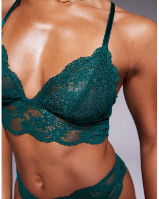 Bralette De Corte Alargado De Encaje Lola De ASOS de color Green