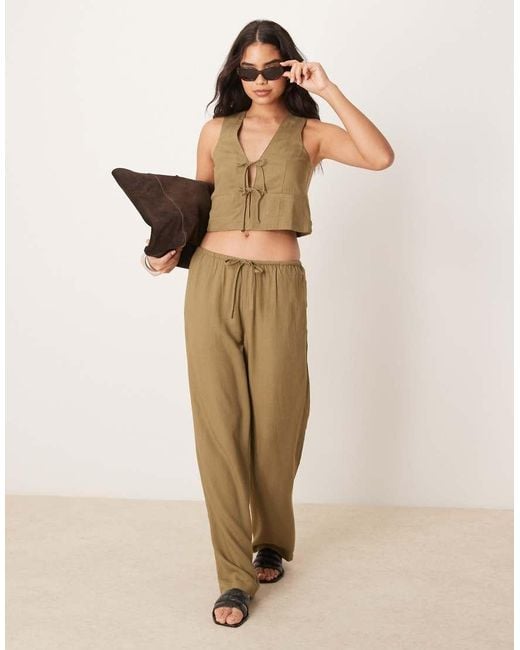 Iisla & Bird Natural Skinny Waistband Beach Trouser Co-ord