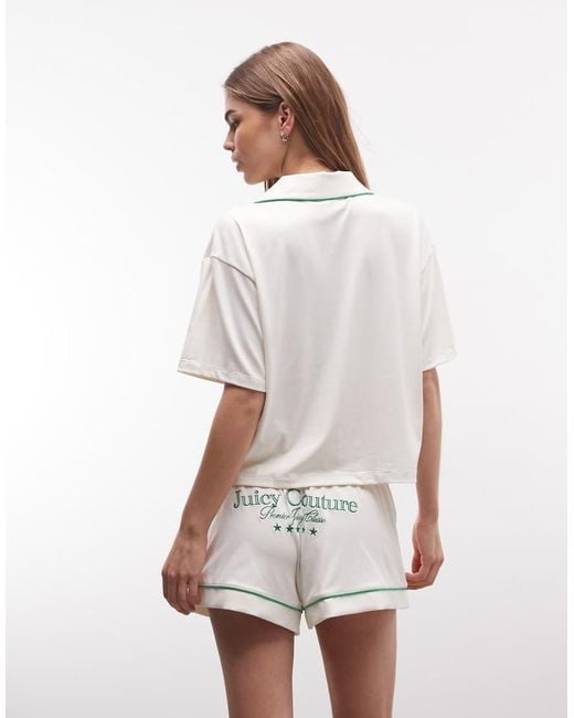 Juicy Couture Natural Chateau Logo Pyjama Shirt And Shorts