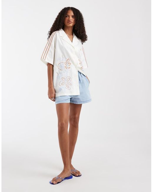 Adidas Originals White Embroidered Resort Shirt