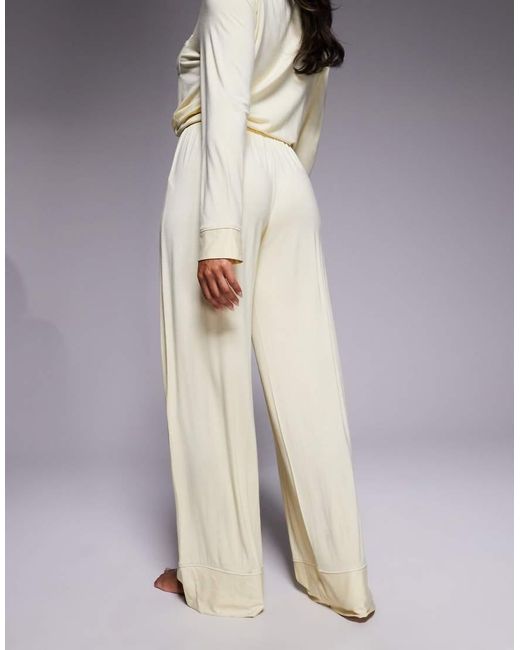 Oh Polly Yellow Wide Leg Pyjama Trouser Co-Ord