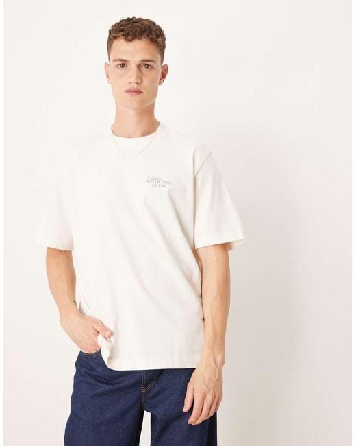 Camiseta Blanca Extragrande De Manga Corta Con Estampado Gráfico Vintage En La Espalda De Abercrombie & Fitch de hombre de color White