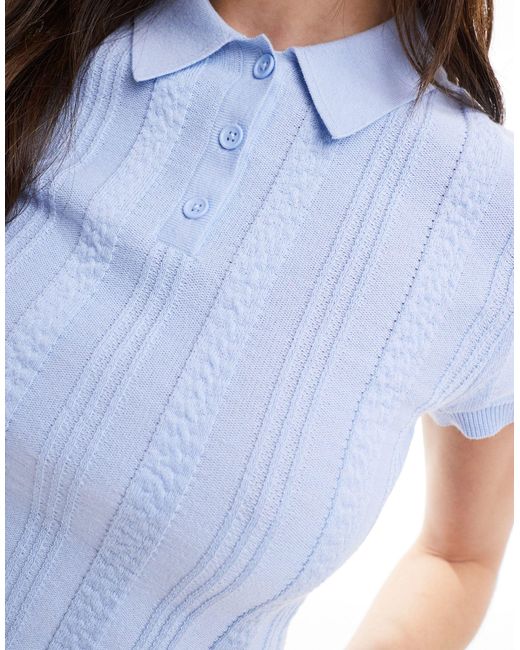 ASOS Blue Knitted Polo Top