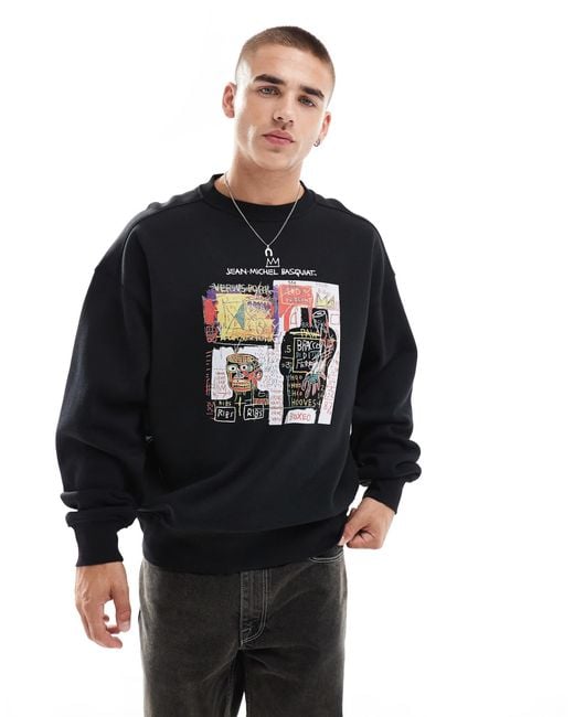 Cotton On Blue Cotton On Basquiat Art Print Relaxed Sweatshirt for men