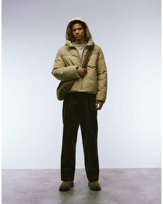 ASOS Green Smart Cotton Rich Wide Leg Corduroy Pants for men