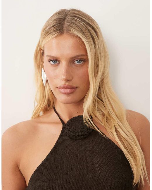 Mango Brown Roseta Knitted Halterneck Top Co-Ord