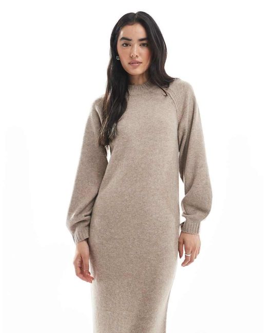 ASOS White Knitted Maxi Dress With Raglan Detail