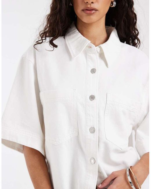 & Other Stories White Short Sleeve Denim Shirt