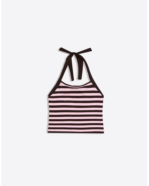 Bershka Pink Halter Knit Top