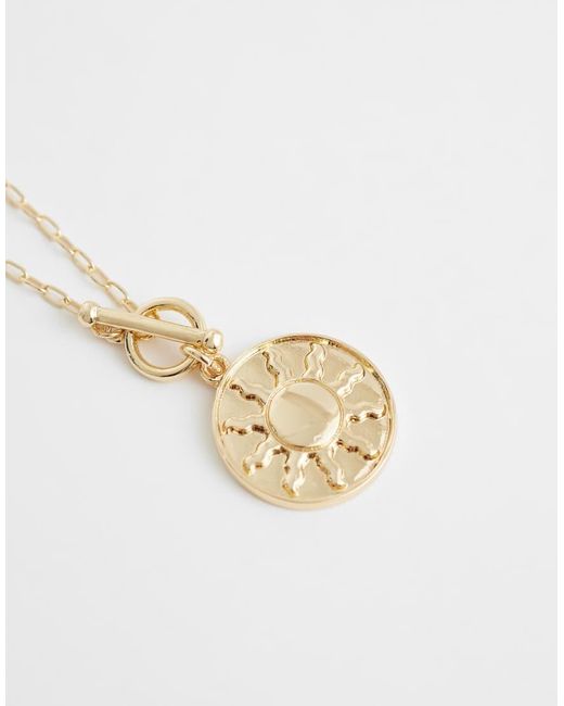 ASOS White T-bar Necklace With Sun Peandant