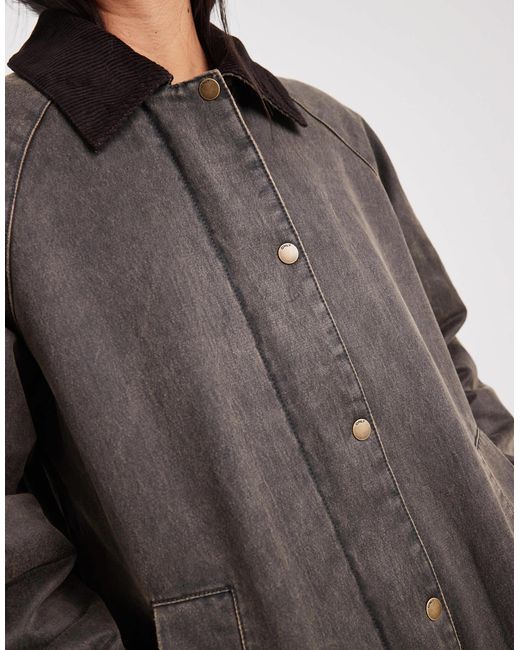 ONLY White Longline Padded Barn Jacket
