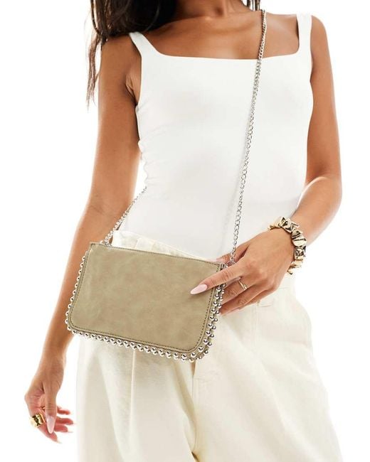 Glamorous Crossbody Tas Met Studs in het White