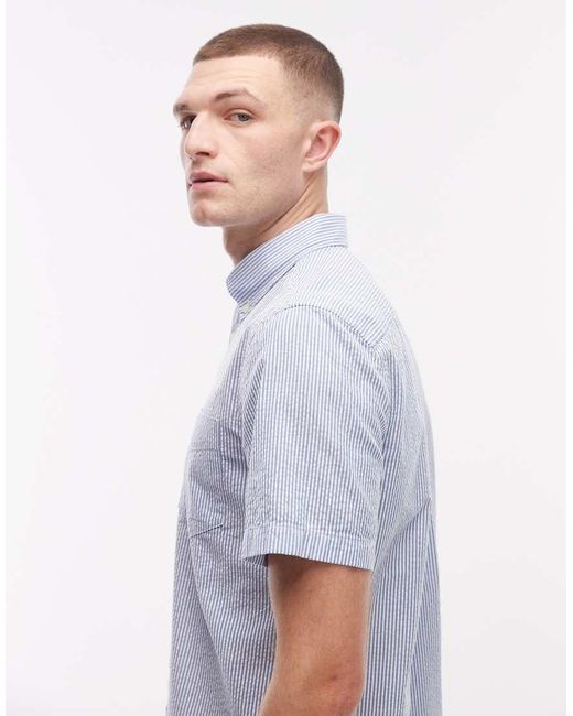 Tommy Hilfiger Blue Seersucker Short Sleeve Shirt for men