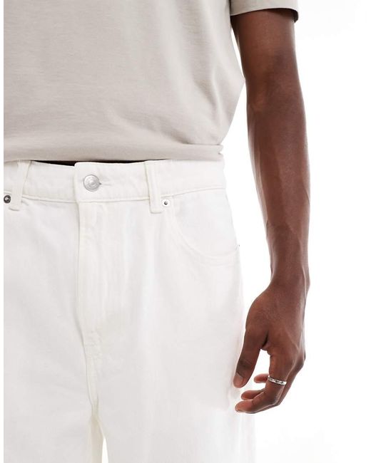 Only & Sons White Fade Loose Fit Denim Shorts for men