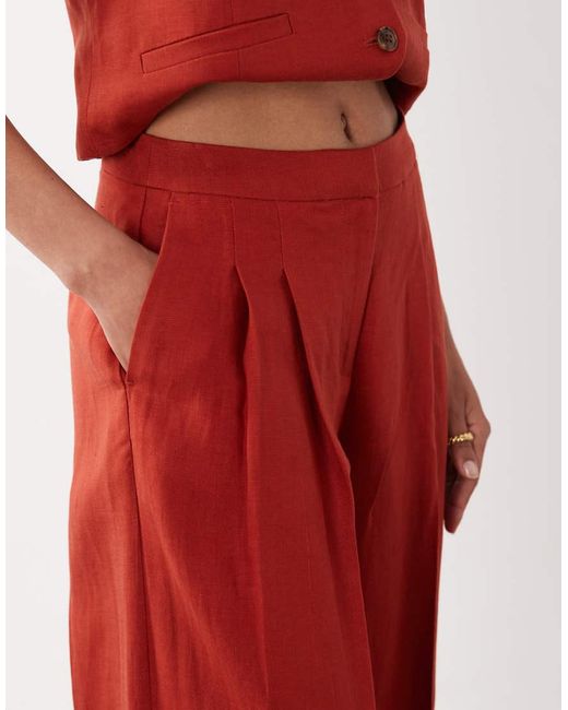 Nobody's Child Red Linen Blend Relaxed Wide Leg Trouser Co-ord