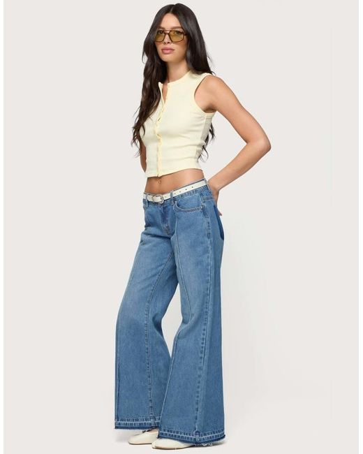 Edikted Blue Basel Button Up Tank Top