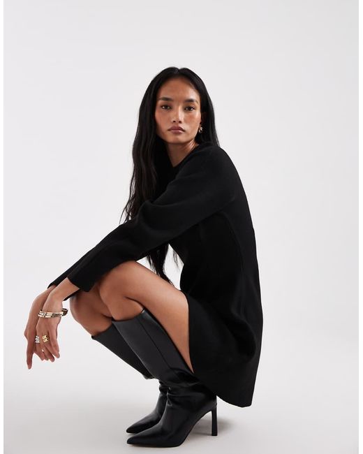 ASOS Black Nipped Waist Mini Dress