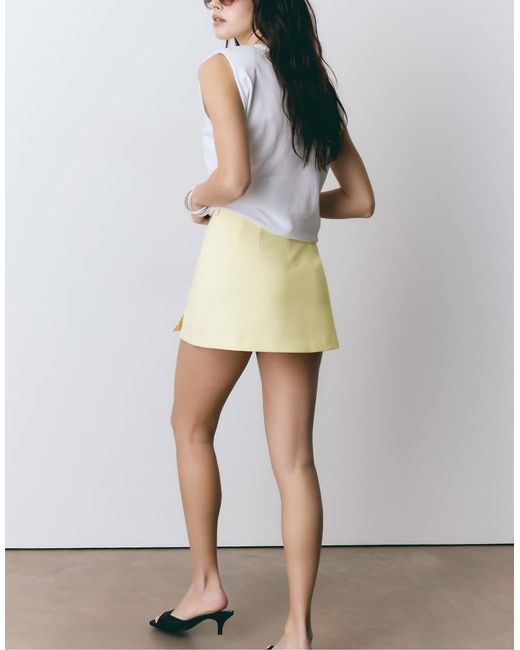 Stradivarius Yellow Skort With Side Slit