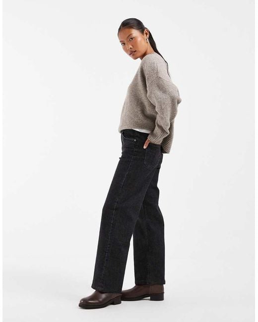 Only Petite Gray Juicy High Waisted Wide Leg Jeans