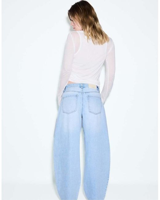 Stradivarius Blue D80 Barrel Fit Jeans