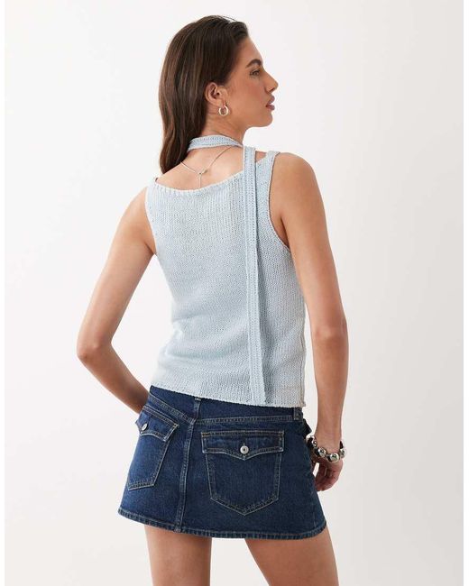 Mango Blue Teen Knit Tank Top With Scarf