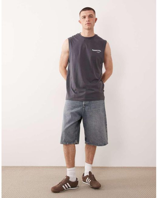 Only & Sons Gray Oversized Vest With Mirrorball Back Print for men