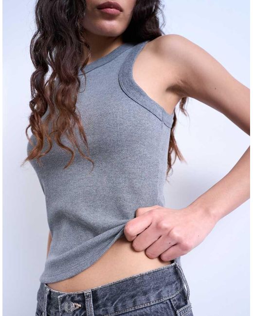 TOPSHOP Blue Rib Racer Vest