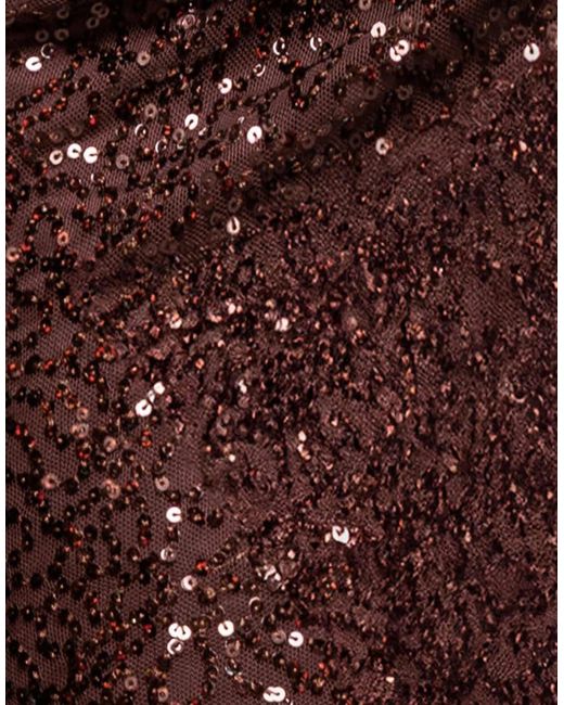 Goddiva Brown Cap Sleeve Iridescent Sequin Cowl Maxi Dress