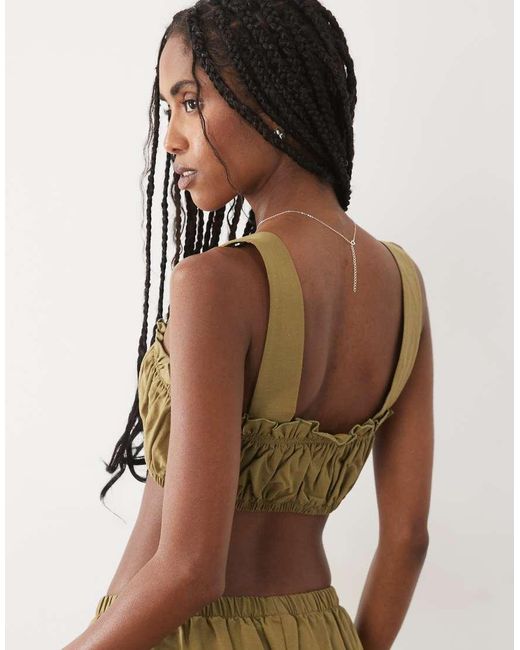 ASOS Green Linen Blend Ruched Bralet