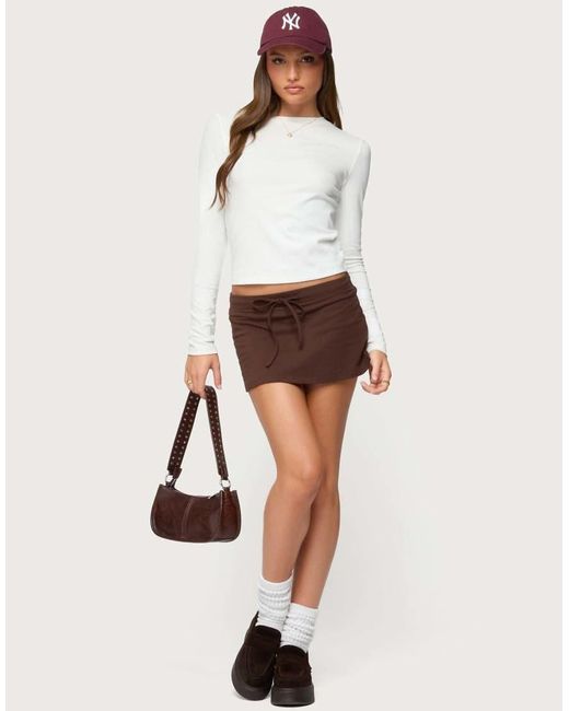 Edikted Brown Bayside Slitted Micro Skort