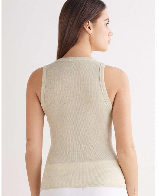 Intimissimi Natural Ribbed Lamé Cotton Vest Top