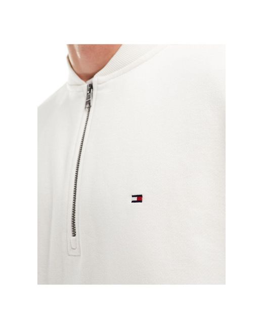 Tommy Hilfiger White Bold Global Stripe Half Zip Sweatshirt for men