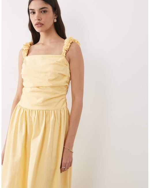 Nobody's Child Natural Victoria Cotton Ruched Bodice Twist Strap Maxi Dress