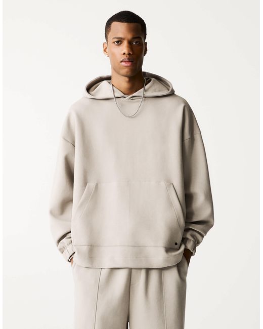 Pull&Bear – hochwertiger kapuzenpullover in Natural für Herren
