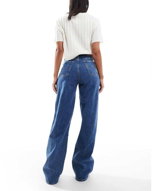 Vaqueros De Talle Alto Y Pernera Ancha Con Lavado Medio Claire De -Azul Tommy Hilfiger de color Blue