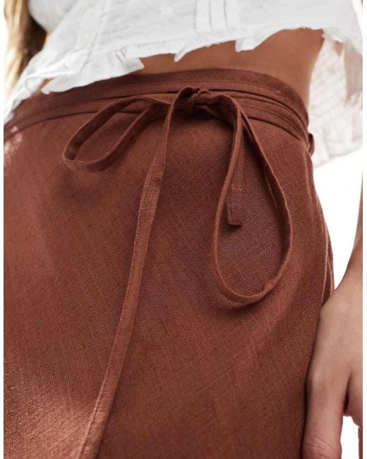 ASOS White Linen Blend Bias Midi Skirt