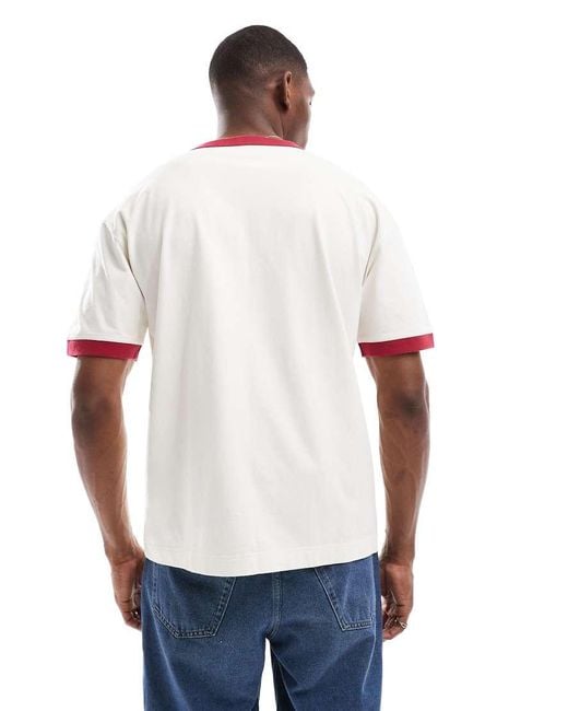 Hollister White Icon Washed Boxy T-Shirt With Contrast Binding for men
